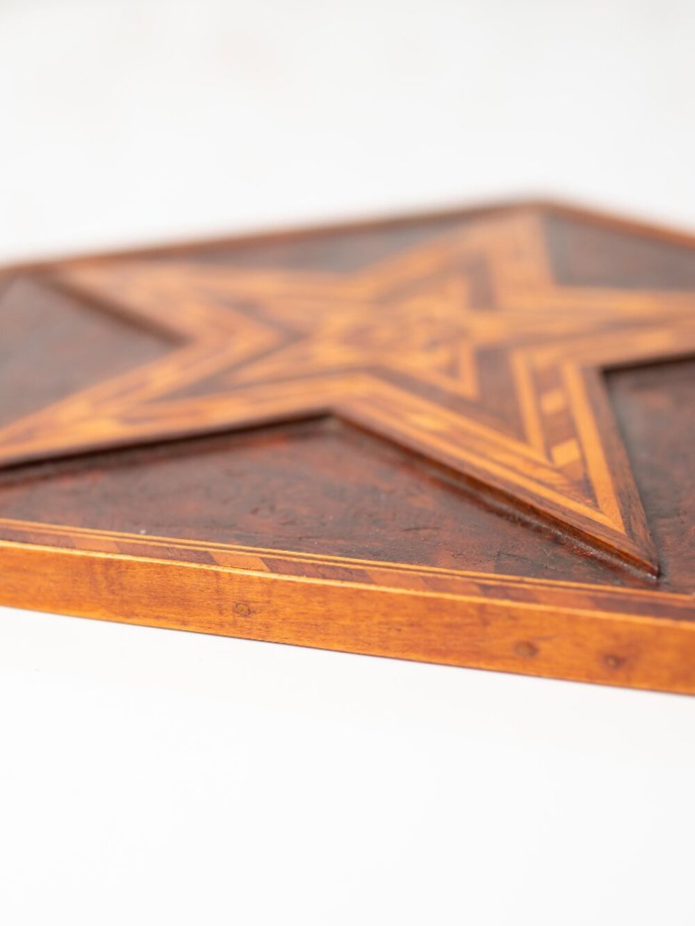Vintage Wood Inlay Star Wall Hanging Handmade Geometric Marquetry Decor 10" - Picture 5 of 8
